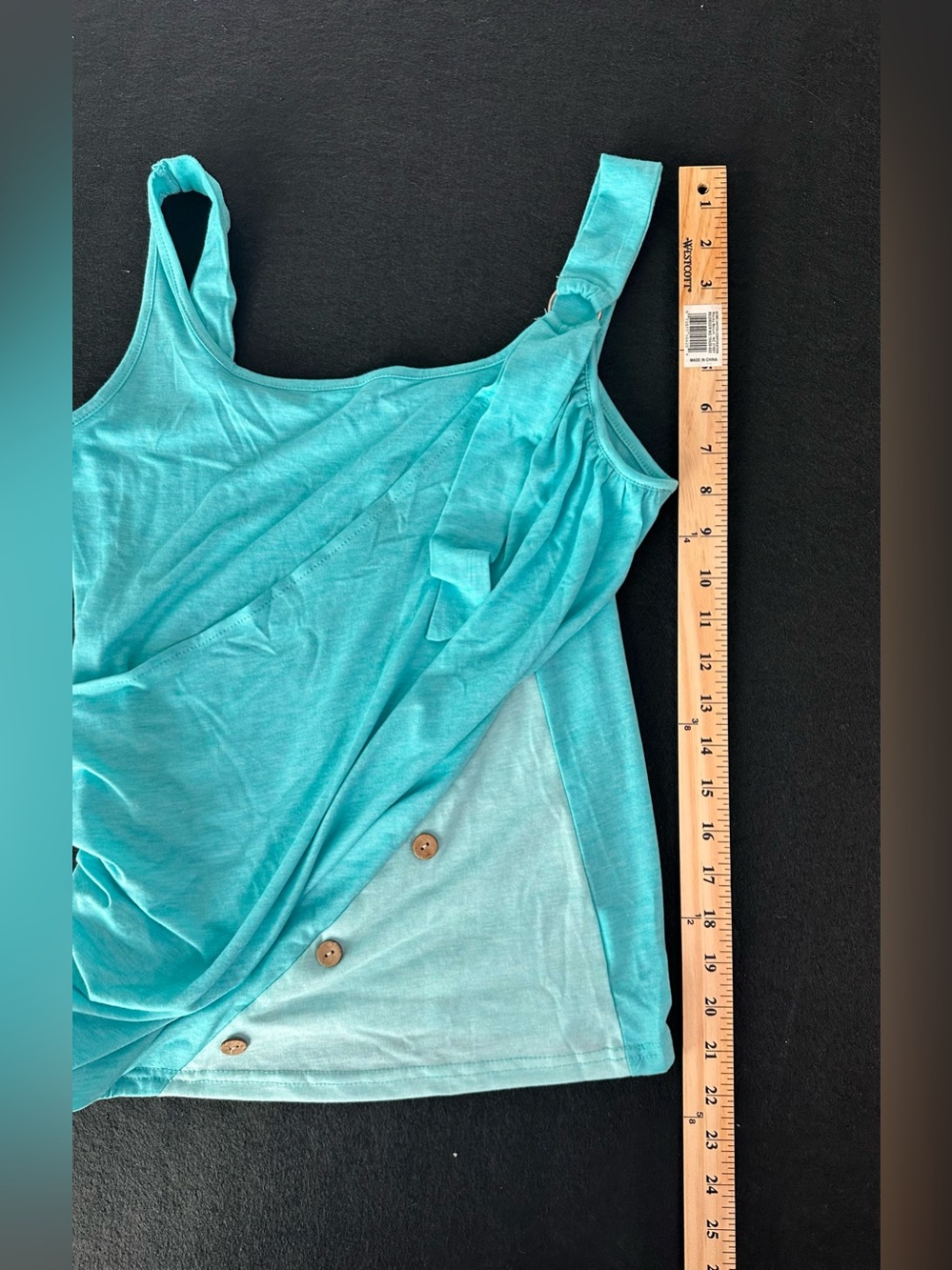 Flamingo Brand Light Teal Women’s Sleeveless Tank Top with Button Detail 
NWT